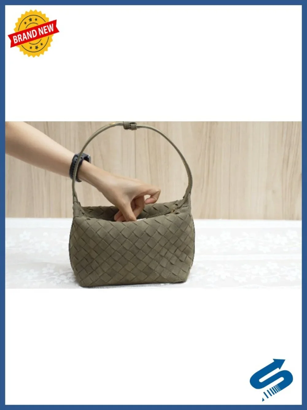 Faux Suede Woven Hobo Handbag Women's Small Shoulder Purse Adjustable Strap